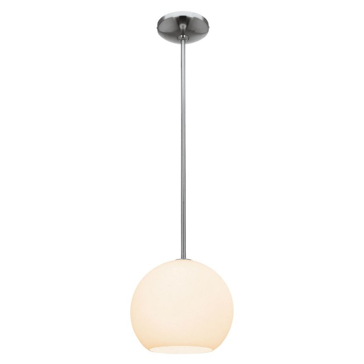 Foto para 18w Nitrogen GU-24 Spiral Fluorescent Dry Location Brushed Steel Opal Ball Pendant 8" (CAN 1.25"Ø5.25")