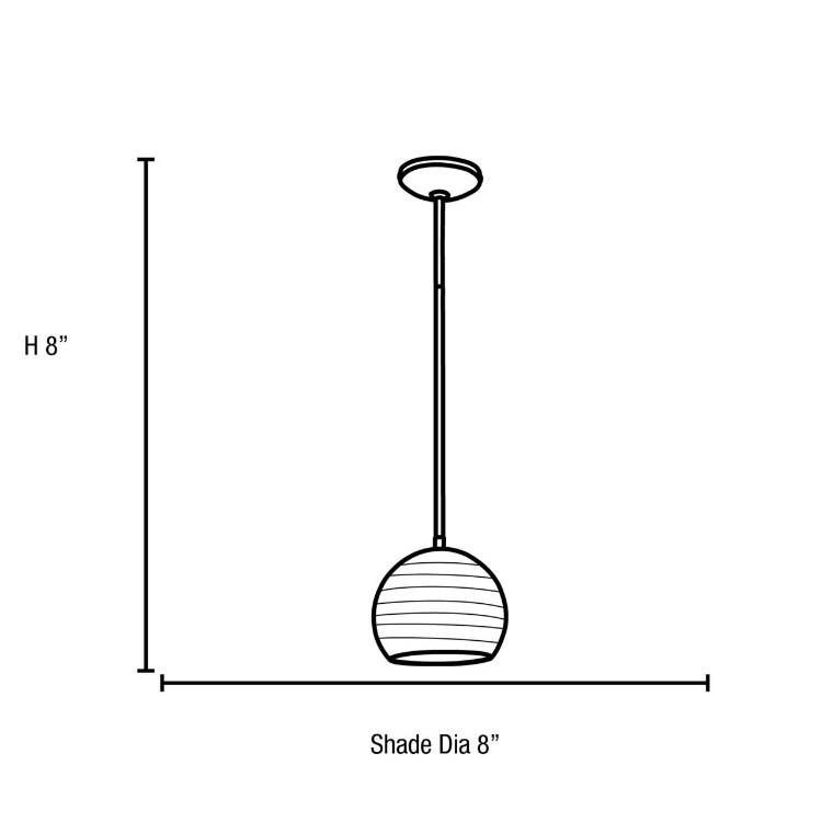 Foto para 18w S Japanese Lantern Glass Pendant GU-24 Spiral Fluorescent Dry Location Oil Rubbed Bronze White Lined Glass 8"Ø8" (CAN 1.25"Ø5.25")