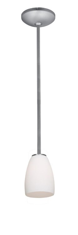 Foto para 18w Sherry Glass Pendant GU-24 Spiral Fluorescent Dry Location Brushed Steel Opal Glass 6"Ø4.5" (CAN 1.25"Ø5.25")