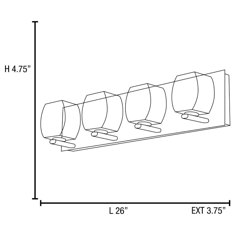 Foto para 192w (4 x 48) Evia G9 G9 Xenon Damp Location Chrome 4 Lt Crystal Vanity (CAN 26"x4.75"x0.9")