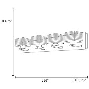 Picture of 192w (4 x 48) Sophie G9 G9 Xenon Damp Location Chrome CLFR Square Etched Crystal Vanity (CAN 26"x4.75"x0.9")