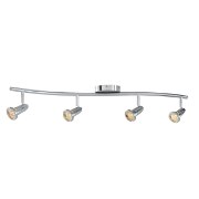 Picture of 200w (4 x 50) Cobra GU-10 MR-16 Halogen Dry Location Brushed Steel Wall or Ceiling Spotlight Bar (CAN 1"Ø5")