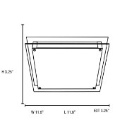 Picture of 200w Vision R7s J-118 Halogen Damp Location Brushed Steel Frosted Flush-Mount 11.8"x11.8"x3.25" (CAN 7.1"x6"x1.25")