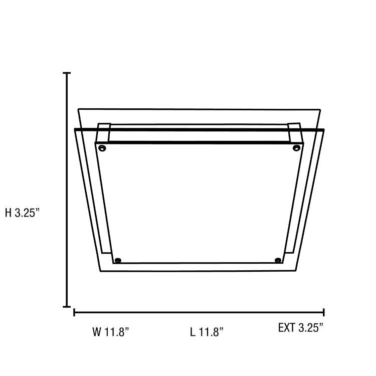 Foto para 200w Vision R7s J-118 Halogen Damp Location Brushed Steel Frosted Flush-Mount 11.8"x11.8"x3.25" (CAN 7.1"x6"x1.25")