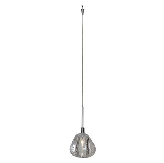 Foto para 20w Raindrop G4 Bi-Pin Halogen Dry Location Brushed Steel Clear Crystal Solid Orb Glass Pendant excluding Mono-Pod (CAN 4.5")