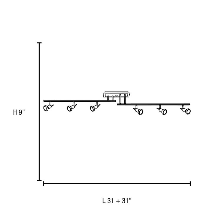 Foto para 210w (6 x 35) Viper GU-10 MR-16 Halogen Dry Location Brushed Steel Off-Set Semi Flush (CAN 6"x11")