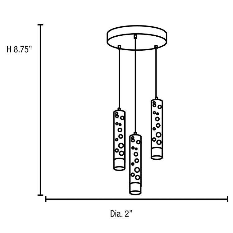 Foto para 21w (3 x 7) Rain Module LED Dry Location Chrome ACR Pendant (CAN 1"Ø11.81")