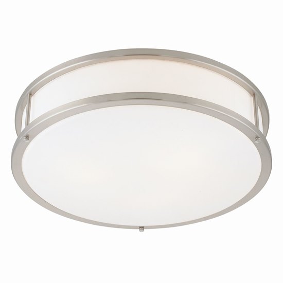 Picture of 225w (3 x 75) Conga E-26 A-19 Incandescent Damp Location Brushed Steel Opal Flush-Mount