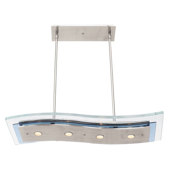 Foto para 240w (4 x 60) Aquarius G9 G9 Halogen Damp Location Brushed Steel Clear Adjustable Glass & Metal Pendant (CAN 4.4"x8.25"x0.25")