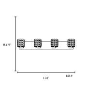 Picture of 240w (4 x 60) Prizm G9 G9 Halogen Damp Location Chrome Clear Crystal 4Lt Vanity (CAN 28"x4.75"x0.75")
