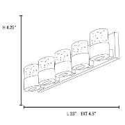 Foto para 240w (5 x 48) Bubbles G9 G9 Xenon Damp Location Chrome Clear Solid Crystal 5-Light Vanity with OPL glass downlight (CAN 33"x4.25"x0.9")
