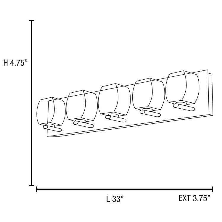 Foto para 240w (5 x 48) Evia G9 G9 Xenon Damp Location Chrome 5 Lt Crystal Vanity (CAN 33"x4.75"x0.9")