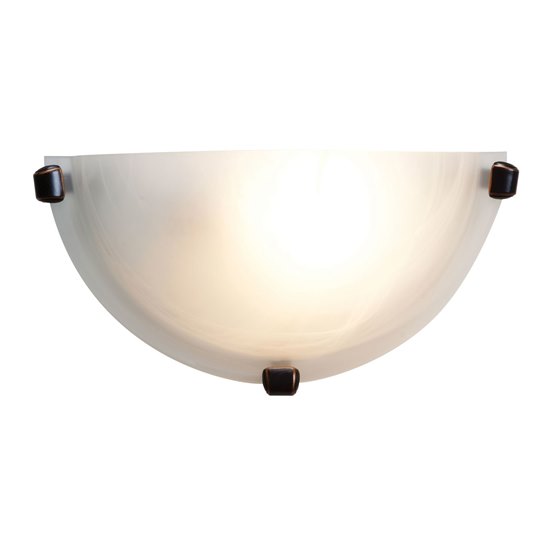 Picture of 60w Mona E-26 A-19 Incandescent Dry Location Oil Rubbed Bronze Alabaster Wall Sconce (CAN 9.6"x4.75"x0.9")