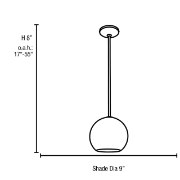 Picture of 60w Nitrogen E-26 A-19 Incandescent Dry Location Brushed Steel Opal Ball Pendant (CAN 1.25"Ø5.25")