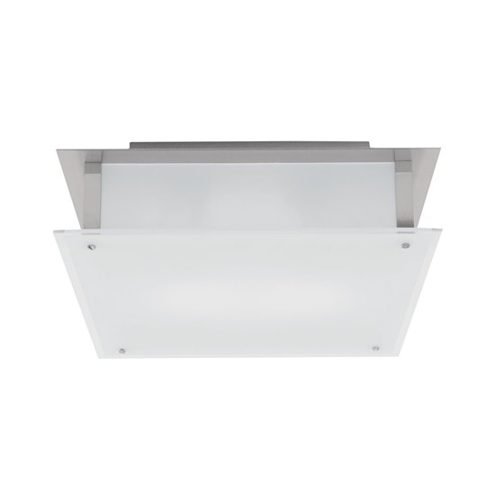 Picture of 300w (2 x 150) Vision R7s J-118 Halogen Damp Location Brushed Steel Frosted Flush-Mount 15.75"x15.75"x3.25" (CAN 12"x11.75"x1.25")