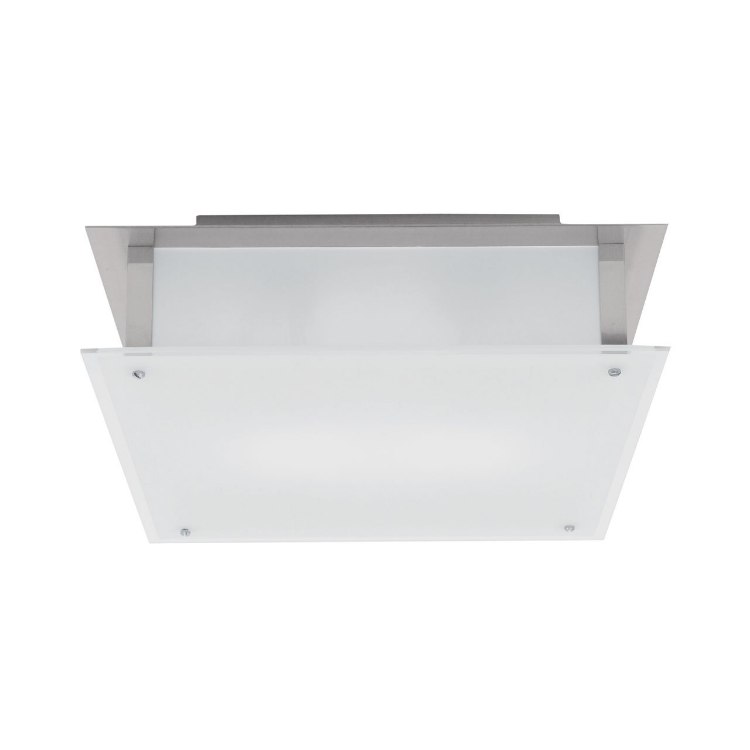 Foto para 300w (2 x 150) Vision R7s J-118 Halogen Damp Location Brushed Steel Frosted Flush-Mount 15.75"x15.75"x3.25" (CAN 12"x11.75"x1.25")