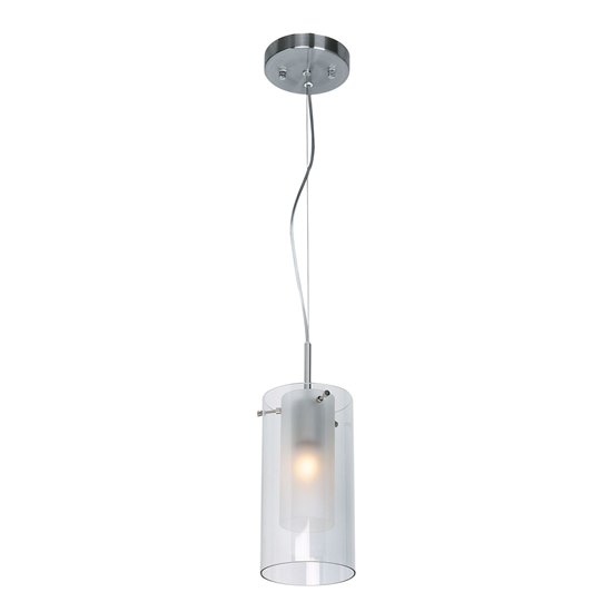 Picture of 60w Proteus E-26 A-19 Incandescent Dry Location Brushed Steel FRC Cable Suspended Pendant (CAN 0.25"Ø5")