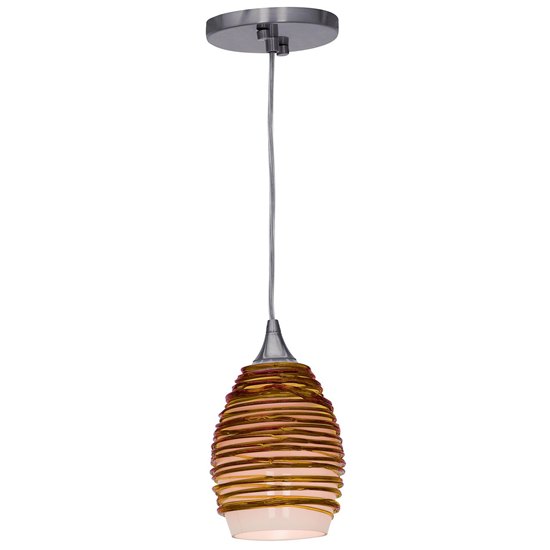 Foto para 60w Adele E-26 A-19 Incandescent Dry Location Brushed Steel Amber Glass Pendant (CAN 0.75"Ø5.25")