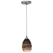 Picture of 60w Adele E-26 A-19 Incandescent Dry Location Brushed Steel Black Glass Pendant (CAN 0.75"Ø5.25")