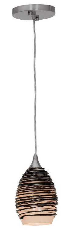 Foto para 60w Adele E-26 A-19 Incandescent Dry Location Brushed Steel Black Glass Pendant (CAN 0.75"Ø5.25")