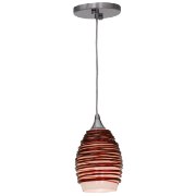 Picture of 60w Adele E-26 A-19 Incandescent Dry Location Brushed Steel Plum Glass Pendant (CAN 0.75"Ø5.25")