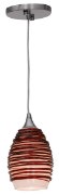 Picture of 60w Adele E-26 A-19 Incandescent Dry Location Brushed Steel Plum Glass Pendant (CAN 0.75"Ø5.25")