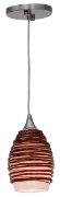 Foto para 60w Adele E-26 A-19 Incandescent Dry Location Brushed Steel Plum Glass Pendant (CAN 0.75"Ø5.25")