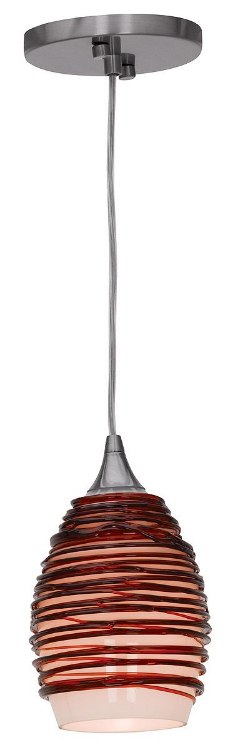 Foto para 60w Adele E-26 A-19 Incandescent Dry Location Brushed Steel Plum Glass Pendant (CAN 0.75"Ø5.25")