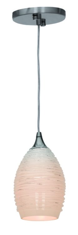 Foto para 60w Adele E-26 A-19 Incandescent Dry Location Brushed Steel White Glass Pendant (CAN 0.75"Ø5.25")