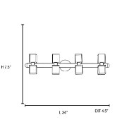 Picture of 480w (8 x 60) Astor G9 G9 Halogen Damp Location Brushed Steel FCL Crystal Wall-Vanity Fixture (CAN 32.6"x1.4"x1")