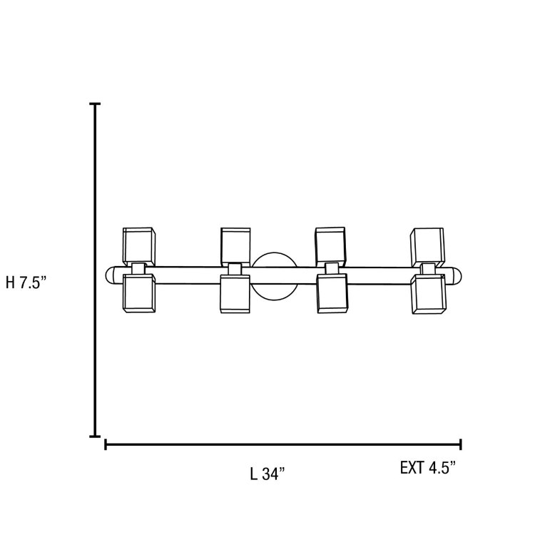 Foto para 480w (8 x 60) Astor G9 G9 Halogen Damp Location Brushed Steel FCL Crystal Wall-Vanity Fixture (CAN 32.6"x1.4"x1")