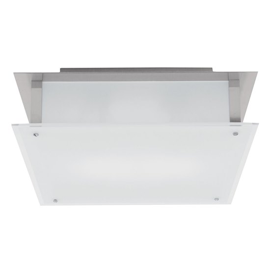 Picture of 300w (2 x 150) Vision R7s J-118 Halogen Damp Location Brushed Steel Frosted Flush-Mount 18"x18"x5.1" (CAN 13.5"x13.5"x2")