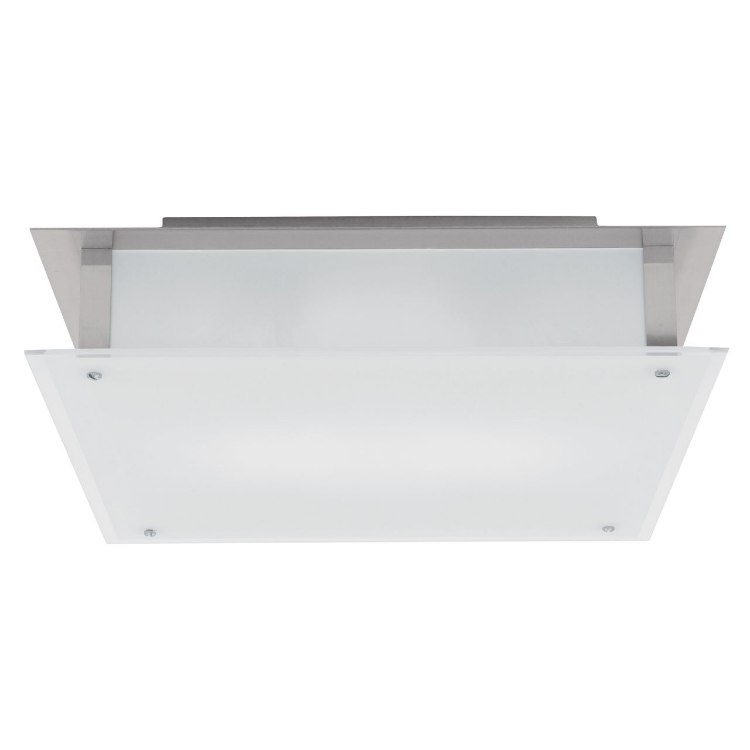 Foto para 300w (2 x 150) Vision R7s J-118 Halogen Damp Location Brushed Steel Frosted Flush-Mount 18"x18"x5.1" (CAN 13.5"x13.5"x2")