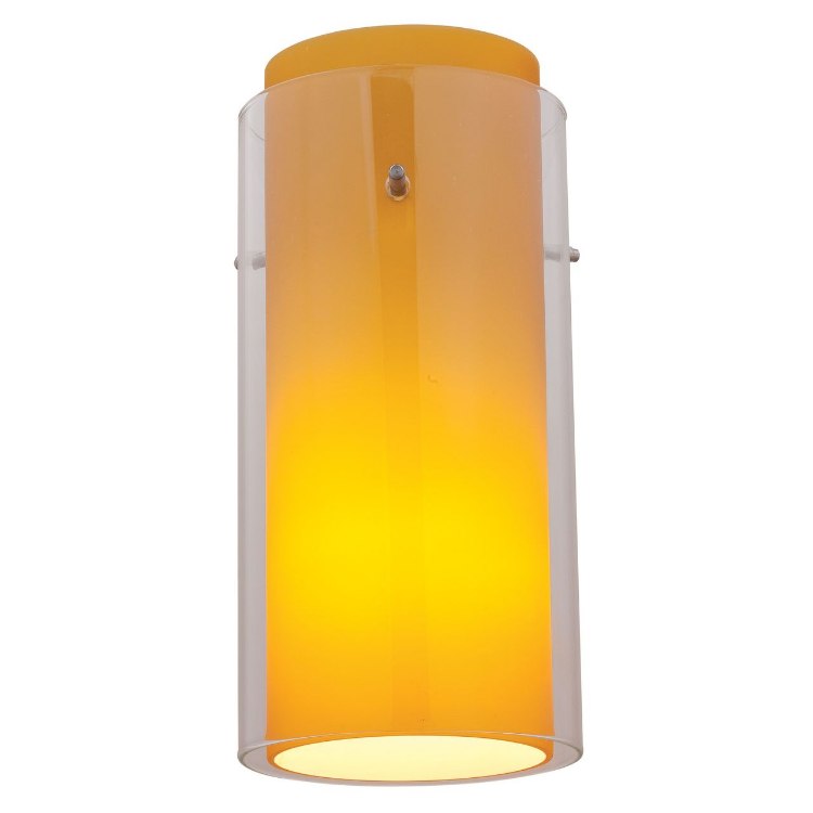 Foto para Glass`n Glass Brushed Steel Clear Amber Cylinder Shade