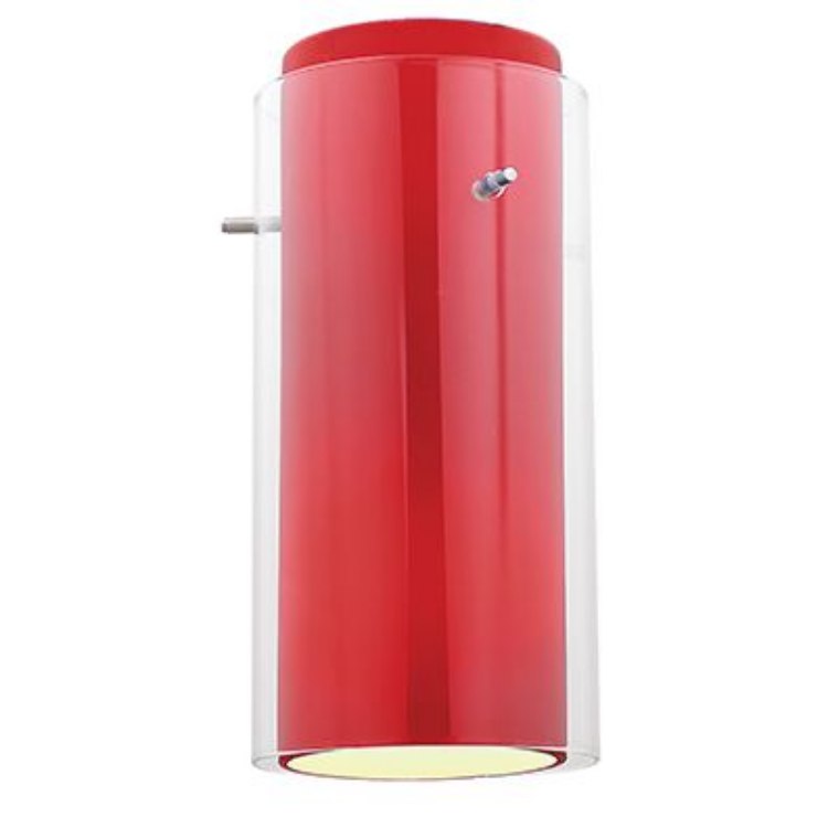 Foto para Glass`n Glass Brushed Steel Clear Red Cylinder Shade