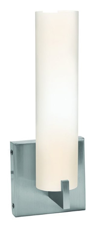 Foto para 60w Oracle E-12 B-10 Incandescent Damp Location Brushed Steel Opal Wall & Vanity (CAN 4.4"x4.4")