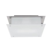 Picture of 36w (2 x 18) Vision G24q-2 Quad Fluorescent Damp Location Brushed Steel Frosted Flush-Mount 11.8"x11.8"x3.25" (CAN 7.1"x6"x1.25")