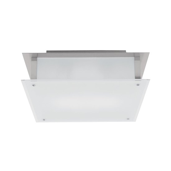 Picture of 36w (2 x 18) Vision G24q-2 Quad Fluorescent Damp Location Brushed Steel Frosted Flush-Mount 11.8"x11.8"x3.25" (CAN 7.1"x6"x1.25")