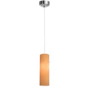 Picture of 5w Tungsten Module Dry Location Brushed Steel Amber LED Pendant with Anari Silk (l) Glass