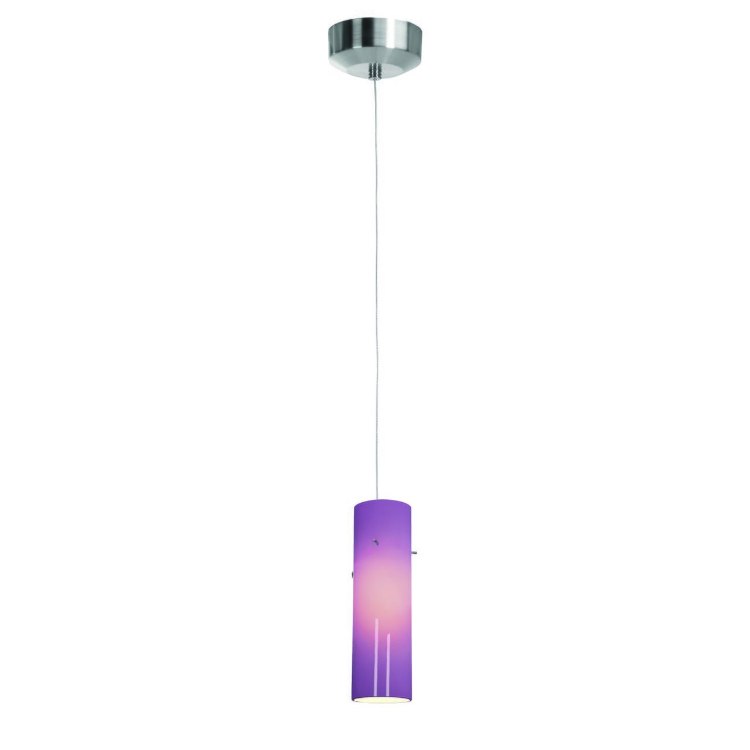 Foto para 5w Tungsten Module Dry Location Brushed Steel Opal LED Pendant with Anari Silk (l) Glass