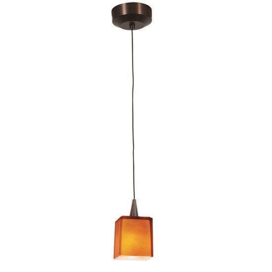 Foto para 35w Zeta GY6.35 Bi-Pin Halogen Dry Location Bronze Amber Low Voltage Pendant with Hermes Glass (CAN Ø4.5")