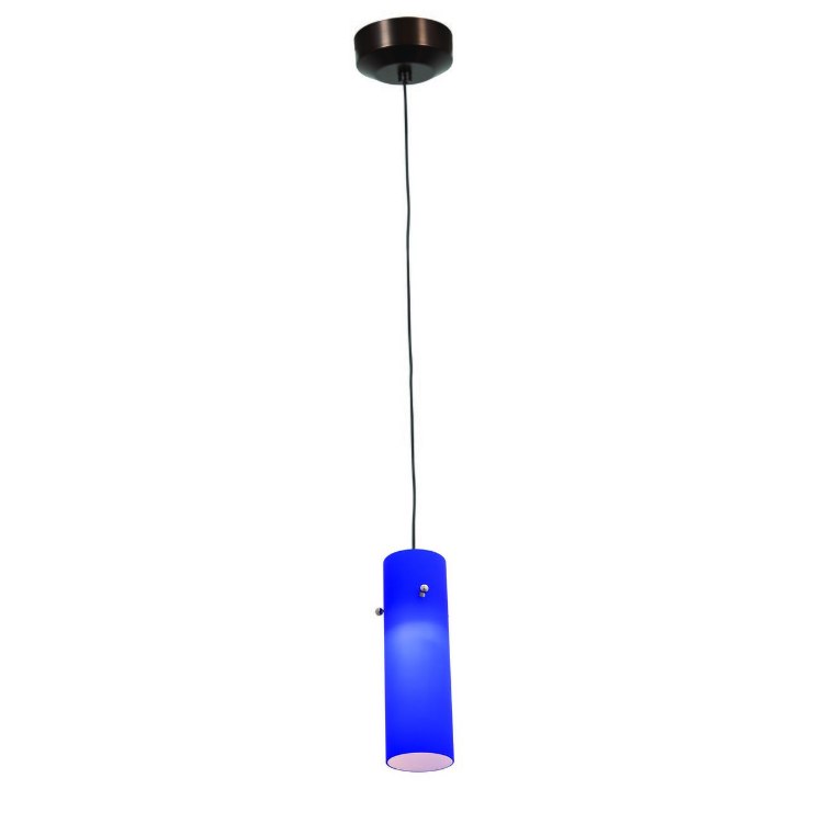 Foto para 35w Zeta GY6.35 Bi-Pin Halogen Dry Location Bronze Cobalt Low Voltage Pendant with Anari Silk (l) Glass