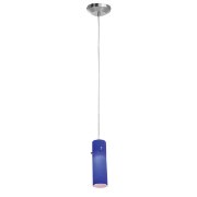 Picture of 40w Delta G9 G9 Halogen Dry Location Brushed Steel Cobalt Line Voltage Pendant with Anari Silk (l) Glass