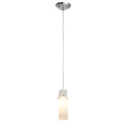 Picture of 40w Delta G9 G9 Halogen Dry Location Brushed Steel Opal Line Voltage Pendant with Anari Silk (l) Glass
