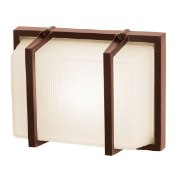 Picture of 60w Neptune E-26 A-19 Incandescent Bronze Ribbed Frosted Marine Grade Wet Location Wall Fixture (CAN 7"x4.6")
