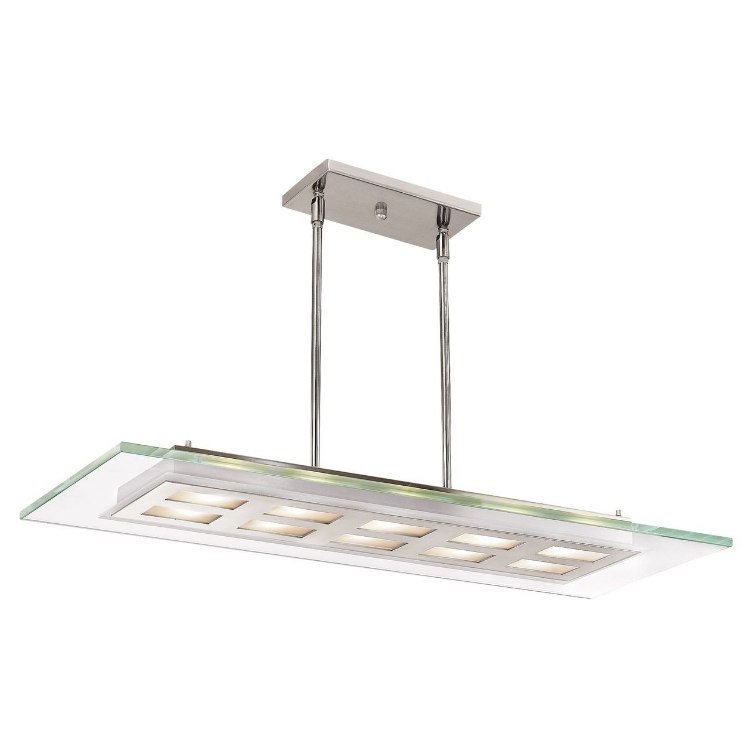 Foto para 72w (4 x 18) Aquarius G24q-2 Quad Fluorescent Damp Location Brushed Steel Clear Adjustable Glass & Metal Pendant 30"x12"x2" (CAN 4.4"x8.25"x0.75")