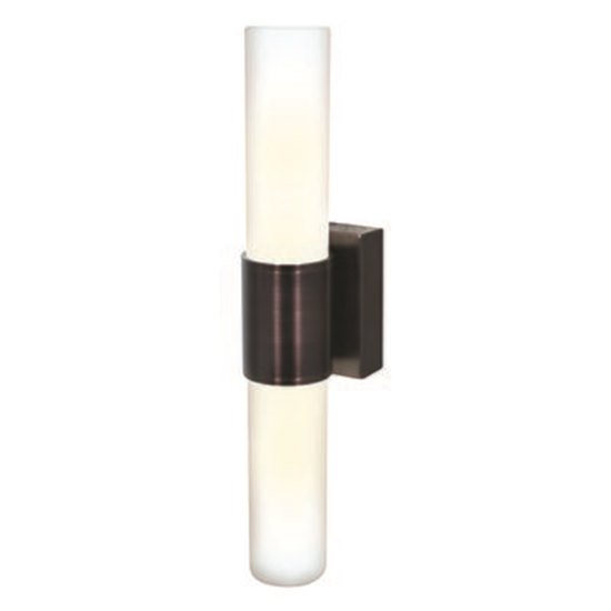 Foto para 36w (2 x 18) Aqueous 2G11 FT18DL Fluorescent Damp Location Oil Rubbed Bronze Opal Wall Fixture (CAN 5.9"x4.25"x1.75")