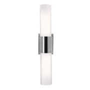 Picture of 36w (2 x 18) Aqueous 2G11 FT18DL Fluorescent Damp Location Brushed Steel Opal Wall Fixture (CAN 5.9"x4.25"x1.75")