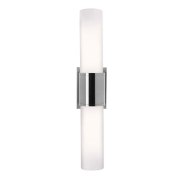 Foto para 36w (2 x 18) Aqueous 2G11 FT18DL Fluorescent Damp Location Brushed Steel Opal Wall Fixture (CAN 5.9"x4.25"x1.75")