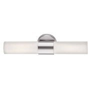 Picture of 26w (2 x 13) Aqueous GU-24 Spiral Fluorescent Damp Location Brushed Steel Opal Wall Fixture (CAN 5.1"x5.1"x0.75")